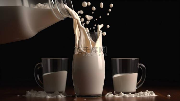 多孔骨 3d 渲染将牛奶转化为