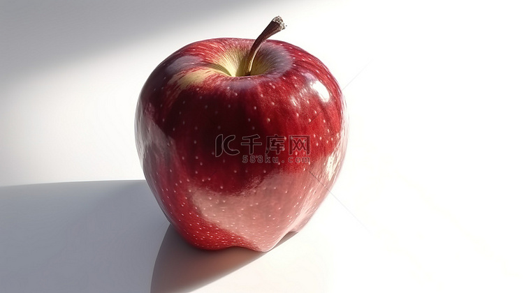健康快乐 3d 红苹果，白色背