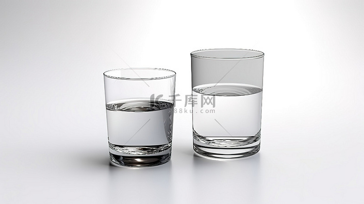 3D 渲染中白色背景上的空饮水