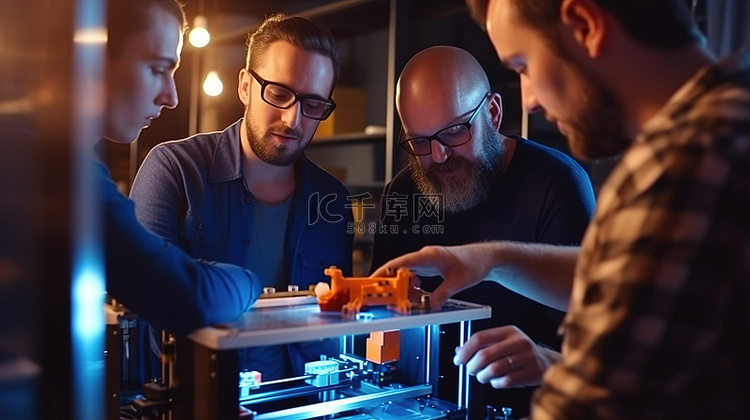 三人小组正在准备 3D 打印机