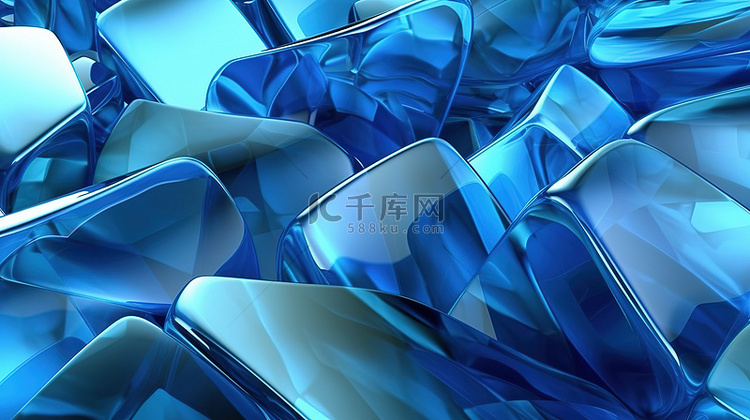 3d 渲染蓝色玻璃抽象背景