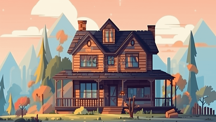 房子插画背景