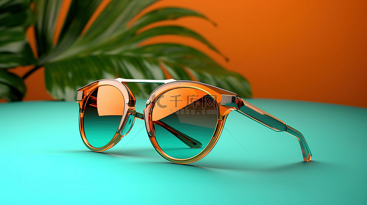 时尚的色调现代太阳镜的 3D 渲染