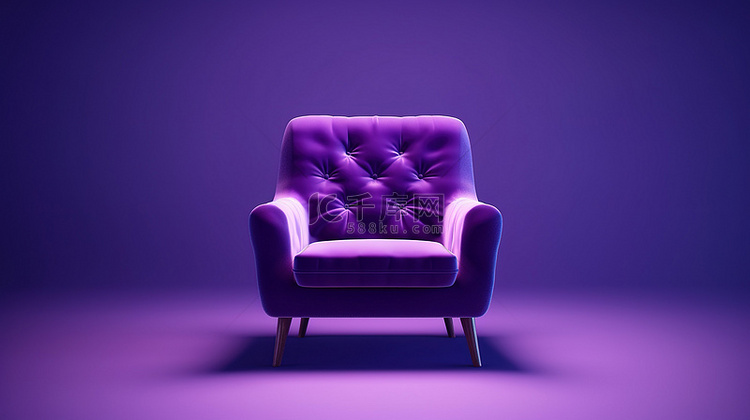 工作室里单独的 3D 渲染紫色