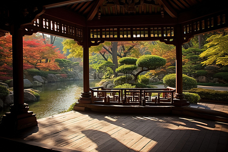 这张照片显示了韩国花园的景色