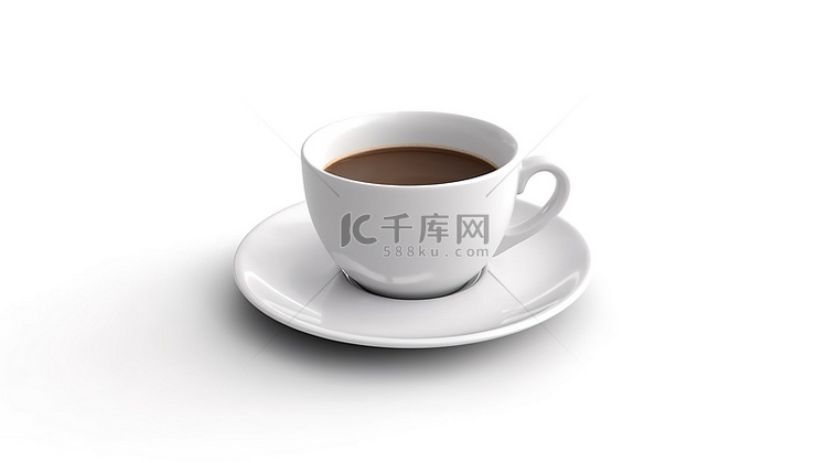 3d 渲染中的咖啡杯独自站在白