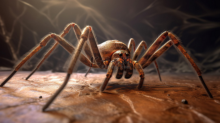 3D 插图中的巨大棕色蜘蛛