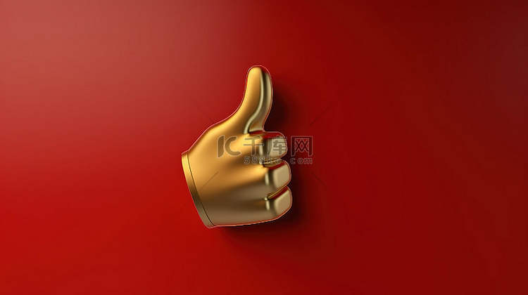 金色的手指向红色哑光金板 3D