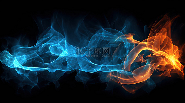 动态蓝色火焰的 3d 火焰