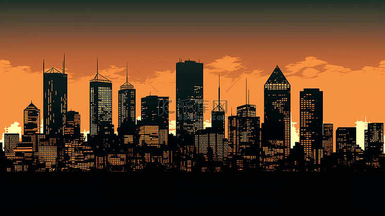 城市剪影天际线插画