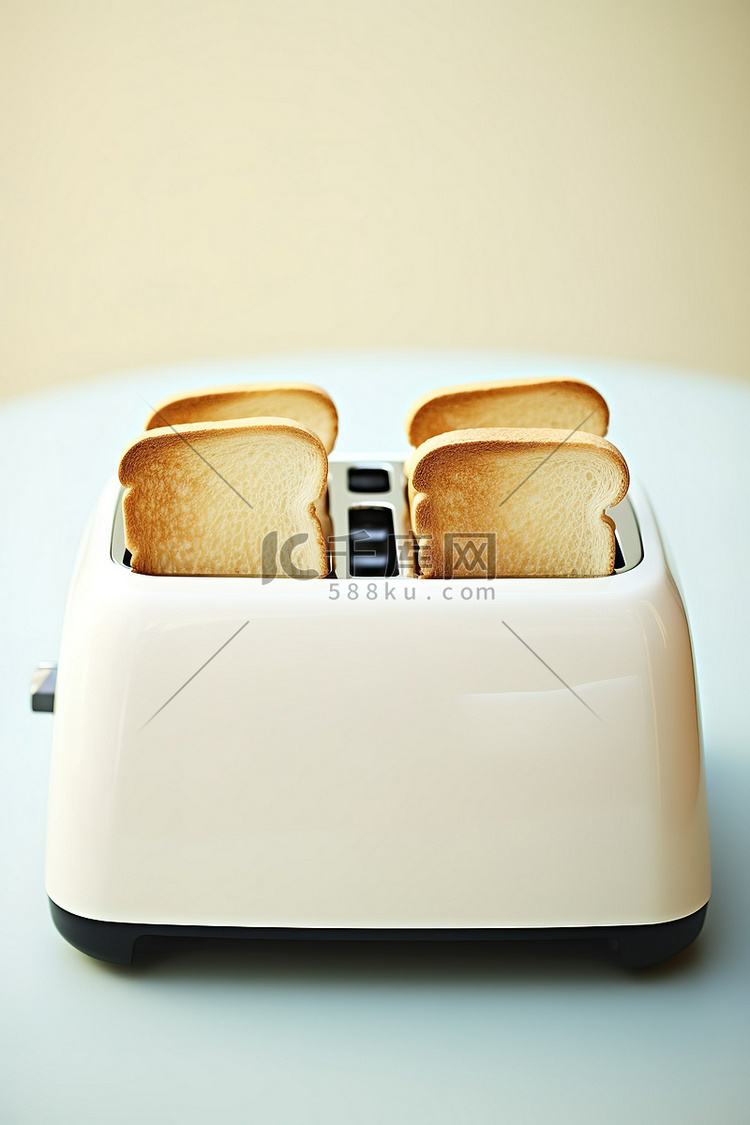 三片面包在烤面包机中切片