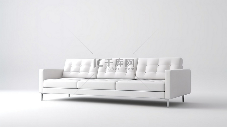 独立背景上长白色沙发的优质 3