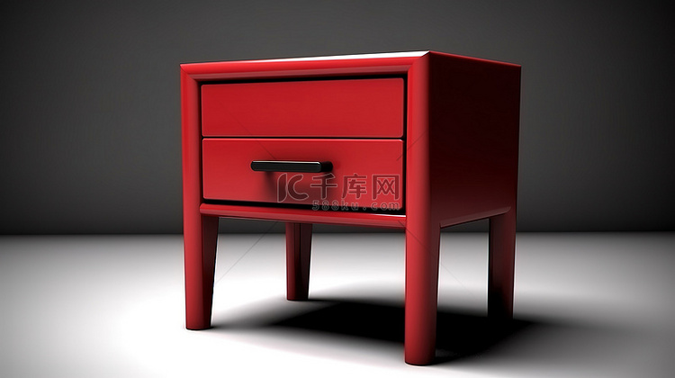 红色单色床头柜简单的 3d 图标