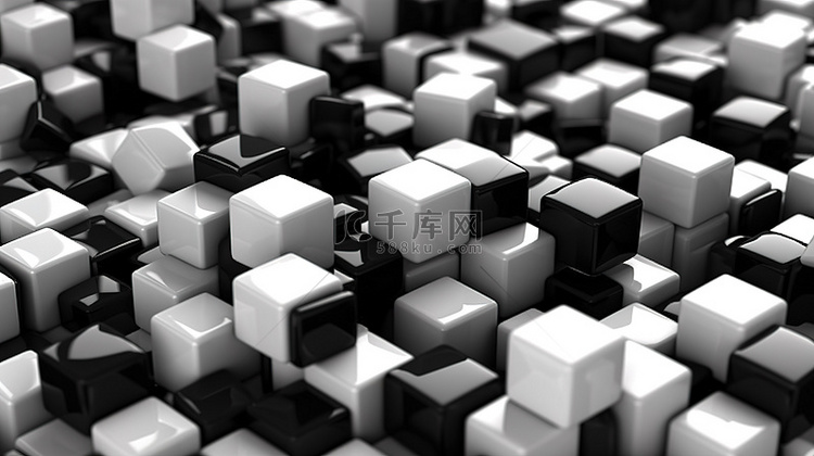3d 渲染的黑白立方体抽象背景
