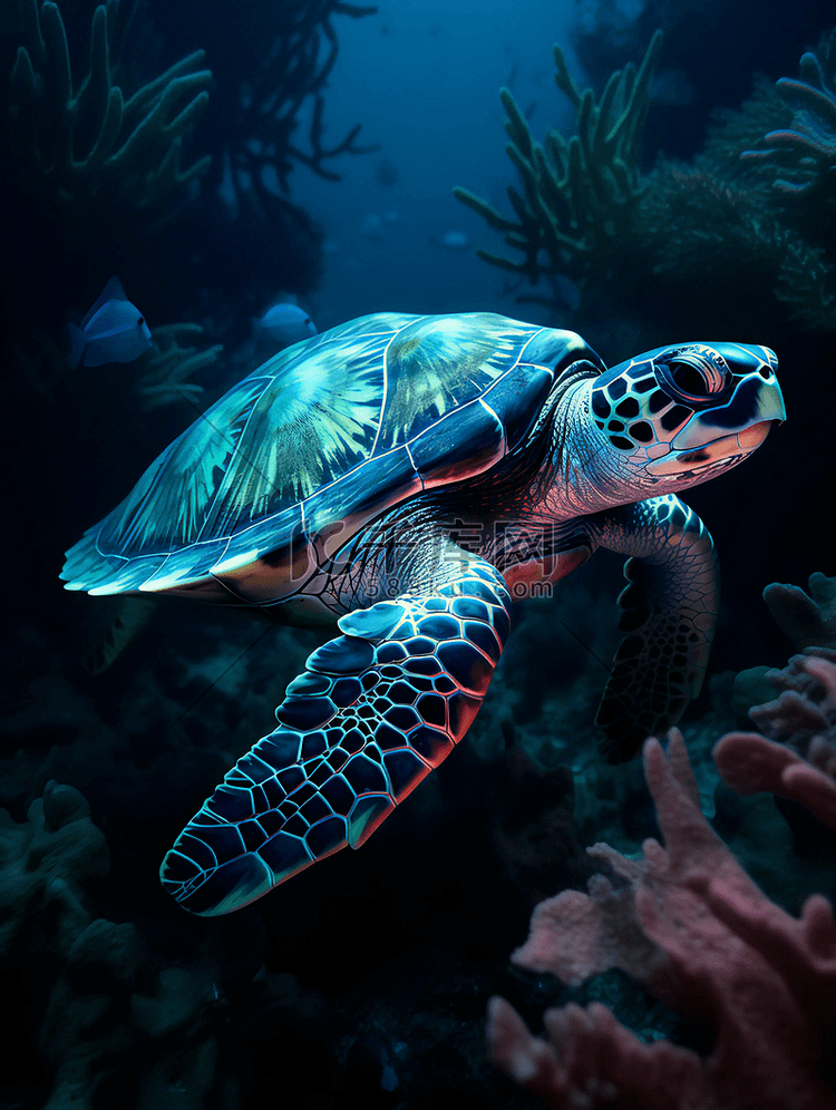 海底世界海龟珊瑚广告背景