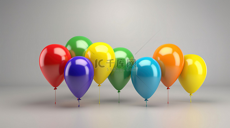 彩色 3d 气球与 9