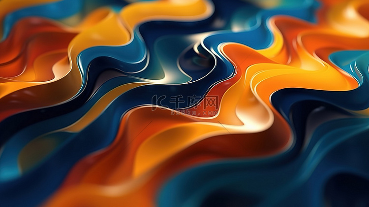 抽象纹理中的 3D 渲染液体波