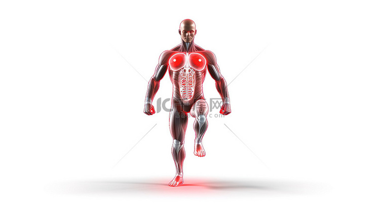 运动员红色突出显示的肺部的 3