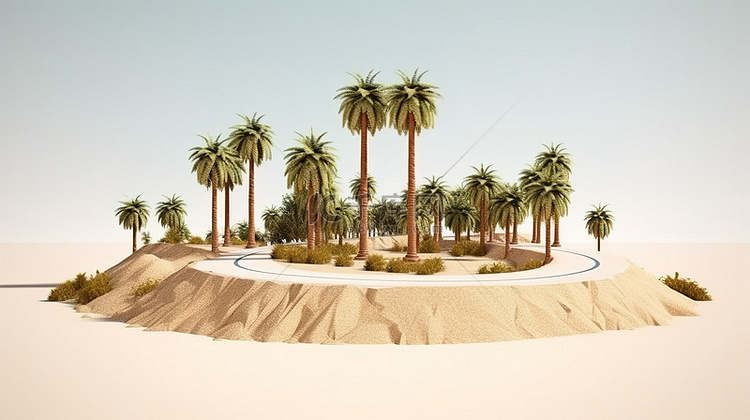 棕榈树的旅行和旅游道路设计，壮