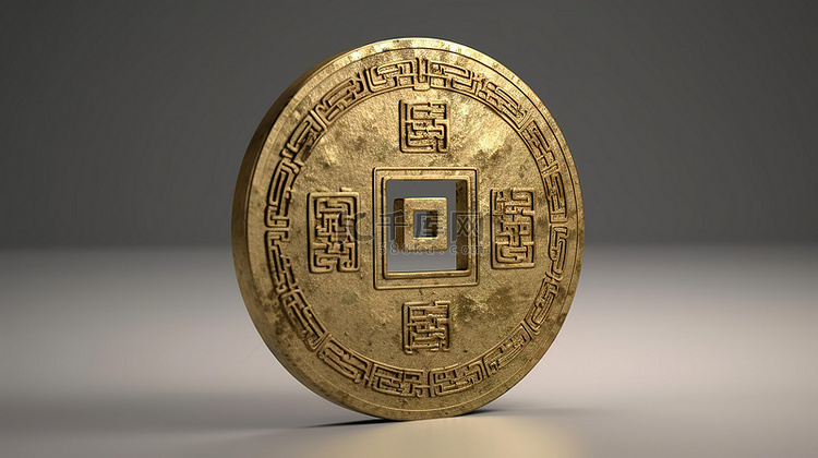 3D 渲染中中国古代金币锭的孤