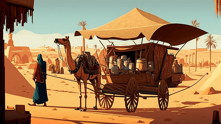 沙漠骆驼商人背景