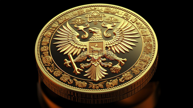 3d 渲染中的俄罗斯货币金币