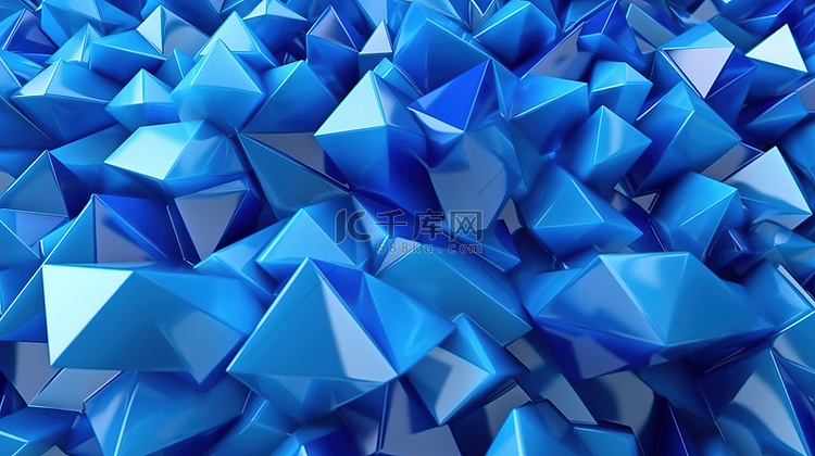 蓝色背景上三角棱镜的 3d 渲染