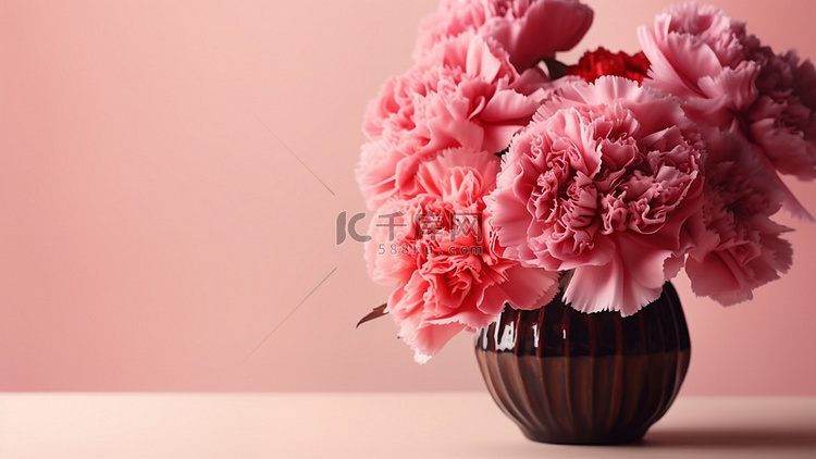 康乃馨花瓶妈妈粉色背景