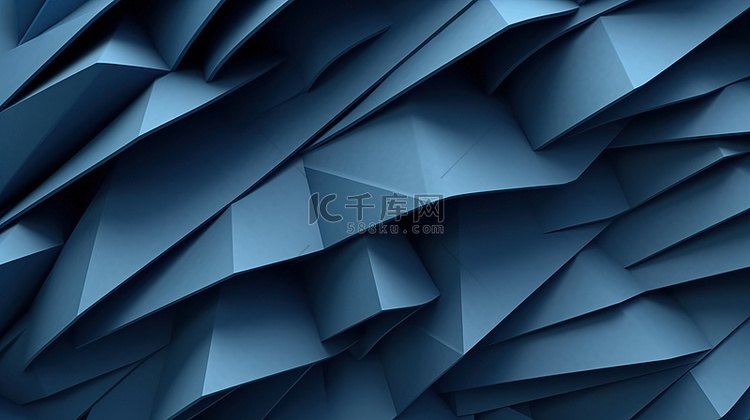 3d 渲染的蓝色折叠纸中的褶皱