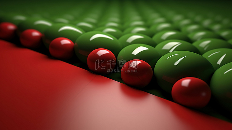 绿色和红色的简约 3D 渲染图像