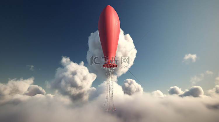 火箭翱翔在天空 新年云概念的 