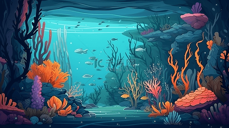 海底世界彩色珊瑚背景