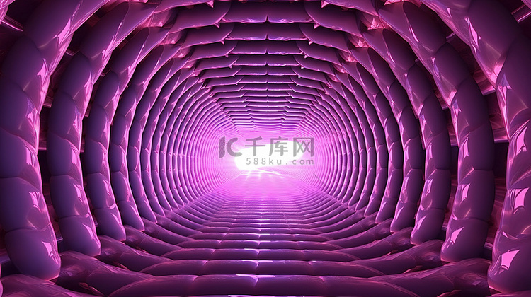 抽象 3D 几何隧道，用粉红色