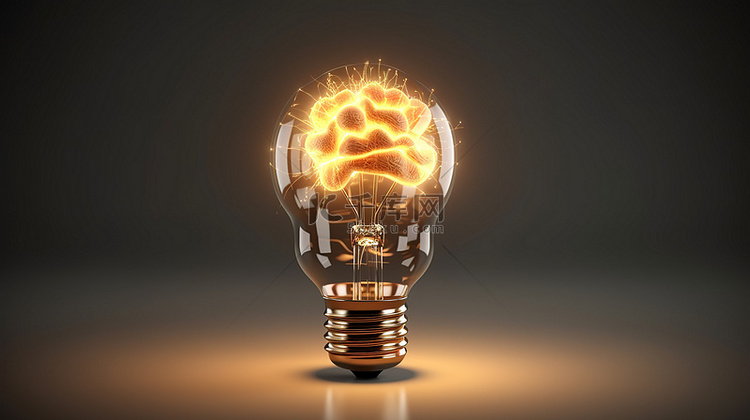大脑和灯泡概念的启发性想法 3