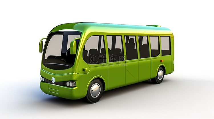 城市环境中紧凑型绿色巴士的 3