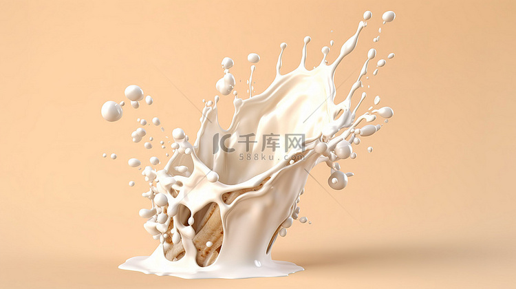 柔和的颜色隔离 3D 渲染奶油