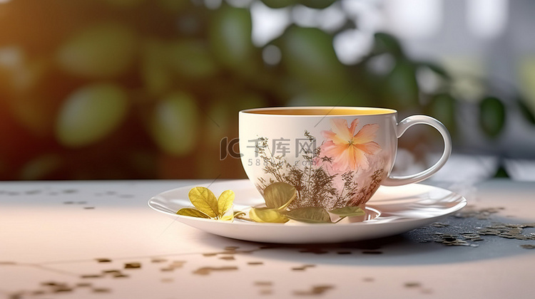 3d 渲染的茶杯样机