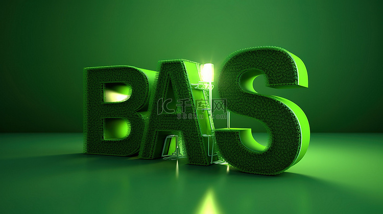 1 绿色色调商业标志的 3D 渲染