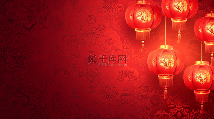 红色中国春节喜庆灯笼的背景图5