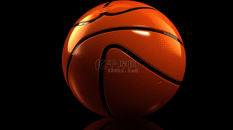 3d 渲染空间中的孤立橙色篮球