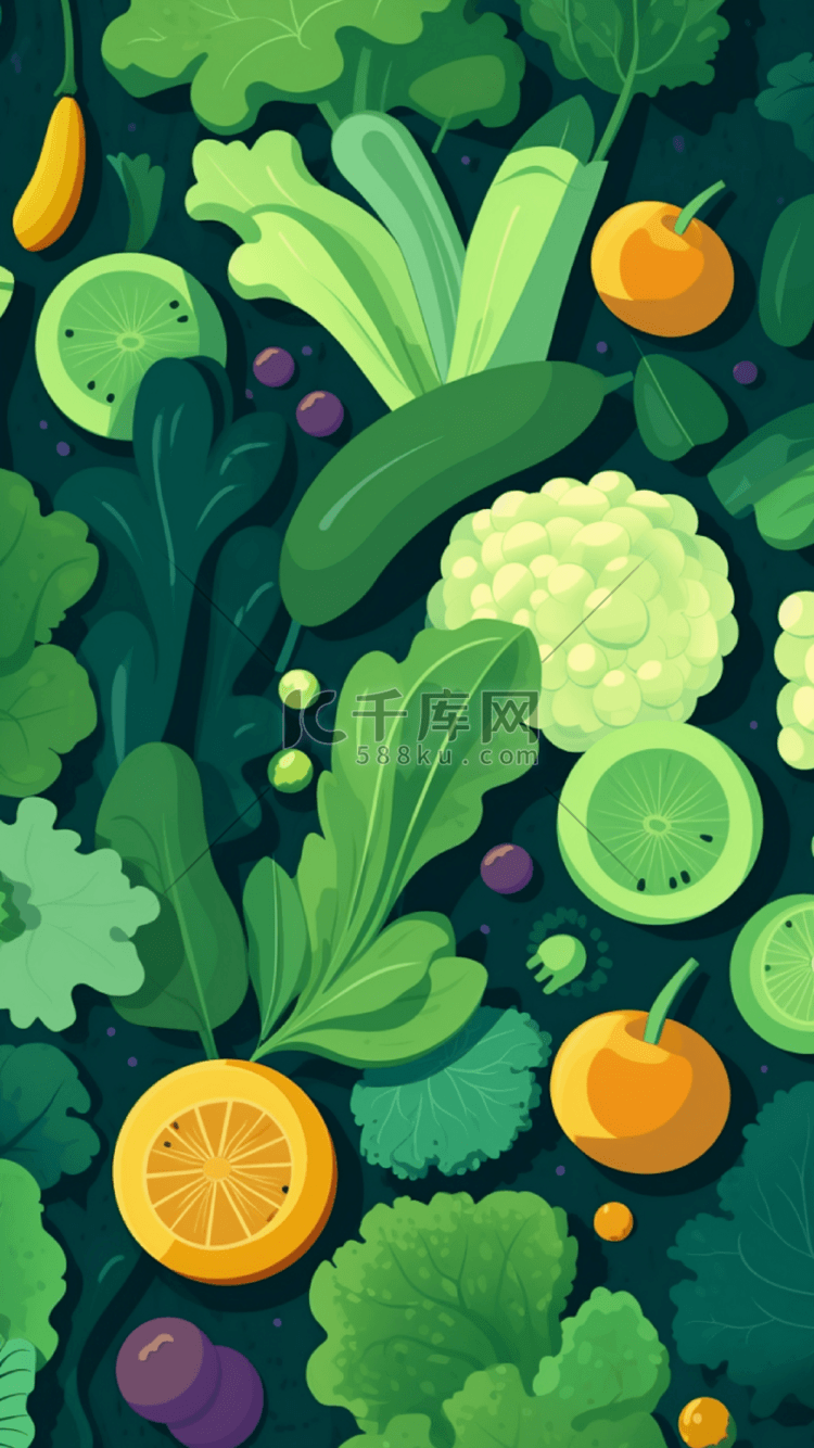 食物菜叶绿色卡通背景