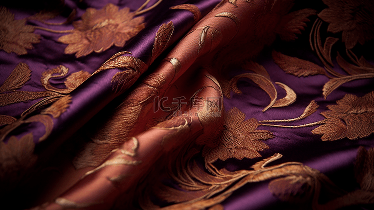 丝绸布料紫色纹样背景
