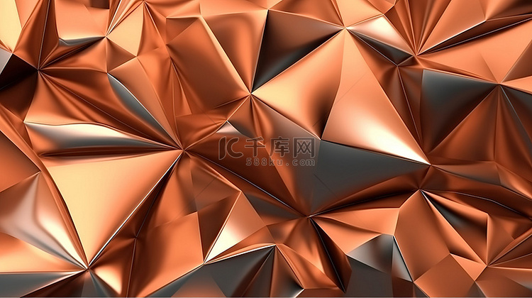 豪华的铜表面优雅的抽象 3D 渲染