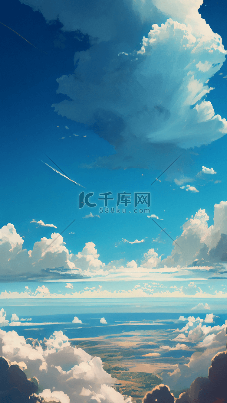 蓝天白云高空背景