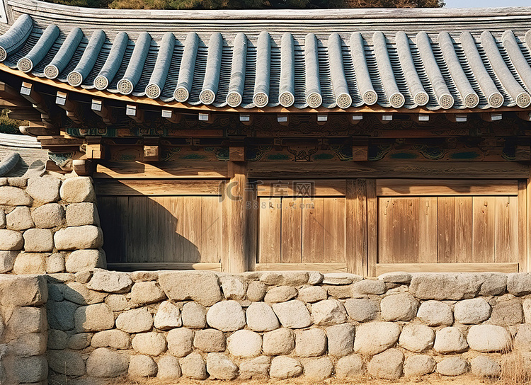 韩国山边寺庙的大门很小，在照片