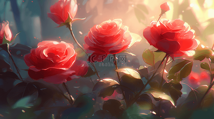 漂亮的红色玫瑰花背景