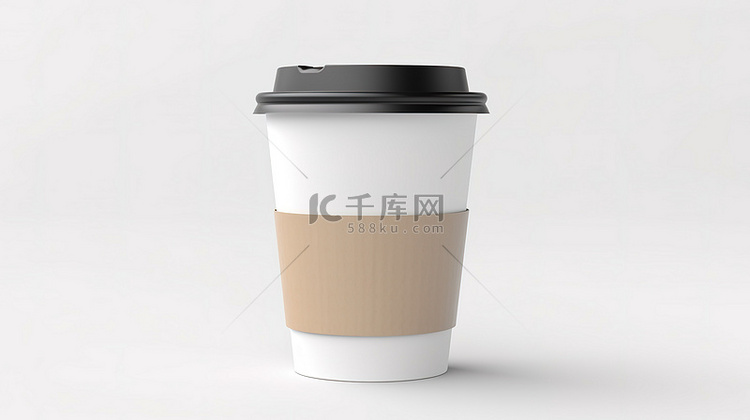 白色背景上单一一次性咖啡杯的 
