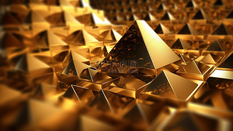 背景概念的金色金字塔的抽象 3