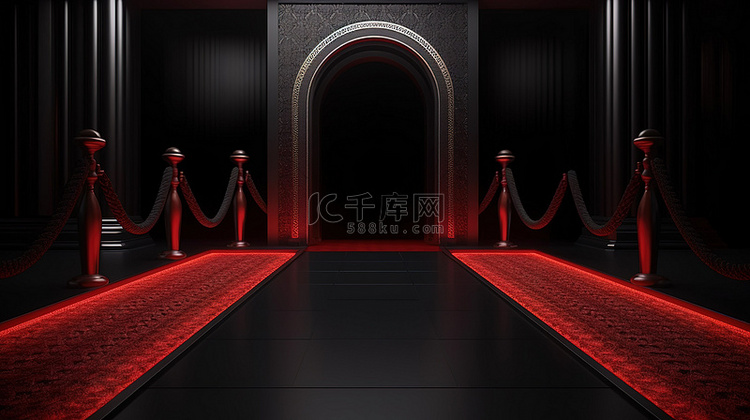 VIP 入口红绳屏障和 3D 