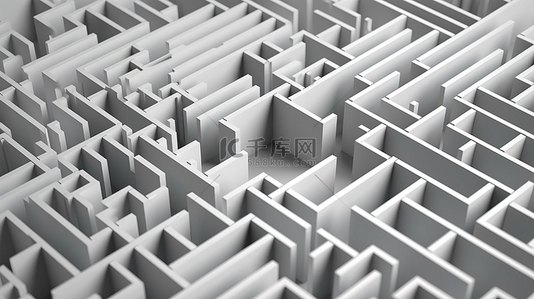 等距迷宫立方体概念白色背景上迷